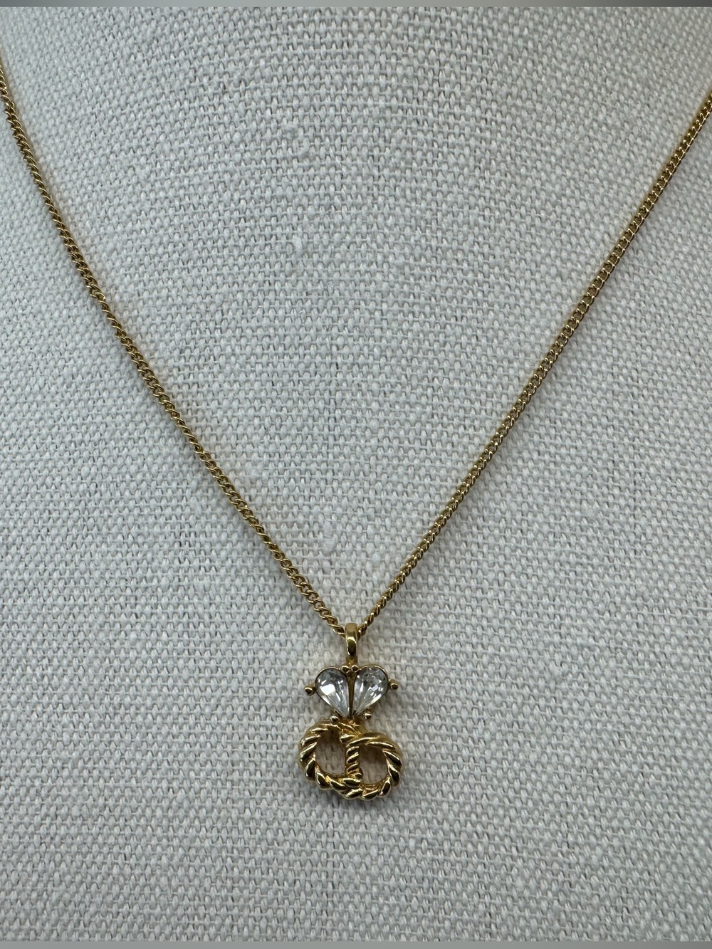 Christian Dior Vintage Gold Plated Crystal Necklace